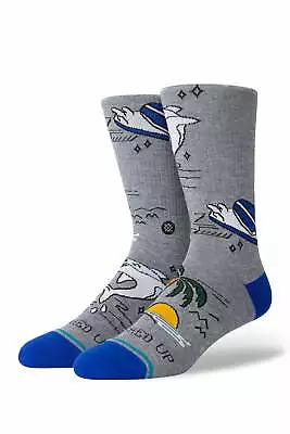 Stance Men's L 9-13 Washed Up Crew Socks Gray Shark Palm Tree Casual  • $12.90