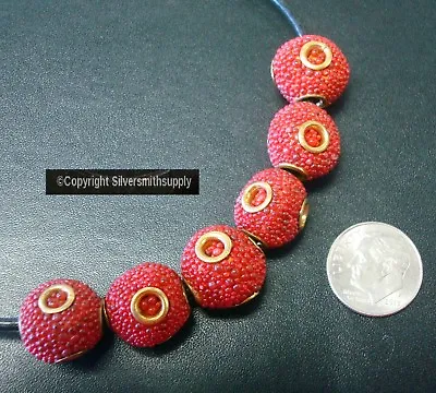 6 Pc Lot Handmade Mosaic Red Glass Granulation Style Beads Bs107 • $1.95