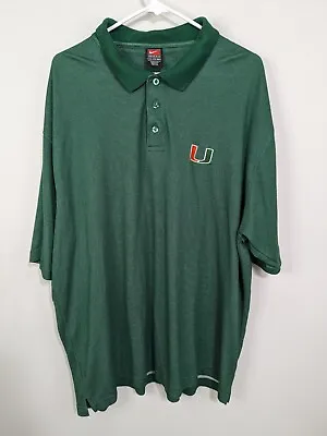 Vintage Nike Polo Shirt Men's 2XL Green Miami Hurricanes Short Sleeve Golf • $14.70