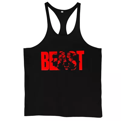 Men's Gym Tank Tops Y-Back Workout Muscle Tee Sleeveless Bodybuilding T Shirts • $9.55