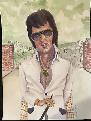 Elvis Presley Painting. Original Watercolor 10x14 Signed By Artist • $45