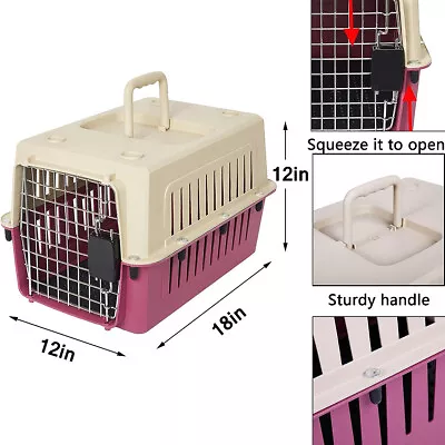 LUCKYERMORE Pet Kennel Carrier Travel Crate Cage Dog Puppy Cat Airline Box Case • $48.99