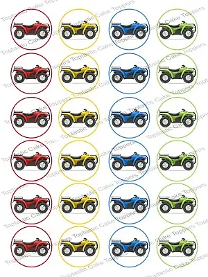 24 Quad Bike Vehicles Edible Icing Cupcake Fairy Cake Party Bun Toppers • £4.65