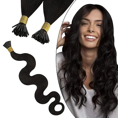 22  26  Stick I-Tip Micro Remy Real Human Hair Extensions Wavy Body 100g • $39.20