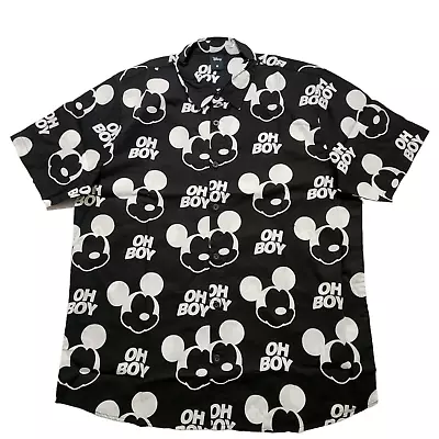 Neff Disney Men's Button-Down Shirt Oh Boy Mickey Face Allover Print • $25