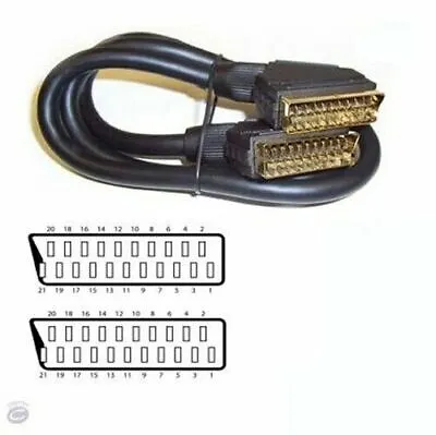 2m SCART Lead Cable FULLY WIRED SKY TV DVD 21 Pin 24K GOLD PRO QUALITY • £5.42