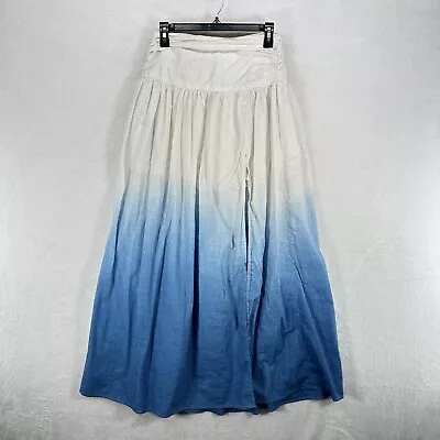 Maxi Skirt Womens Medium Blue White Ombre Woven Side Slit Beach Hippie Gypsy • $18
