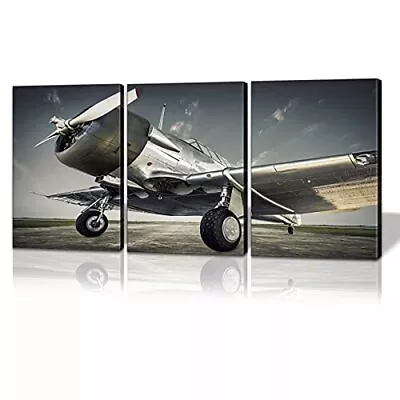 3 Panels Vintage Airplane Wall Art Decor Old Airplane Decorations For Office Bed • $47.94
