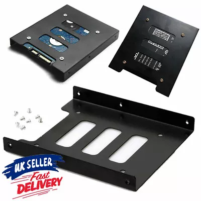 2.5  SSD To 3.5  Bay Black Dock Tray HDD Mounting Hard Drive Adapter Bracket • £7.18