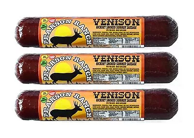 Pearson Ranch Venison Hickory Smoked Wild Game Summer Sausage Pack Of 3 â€“ 7oz • $41.21