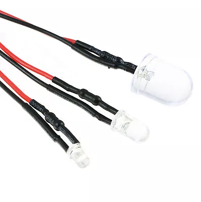 12V Ultra Bright 3mm 5mm 10mm Prewired LED With Black Bezel Holder All Colours • £2.69