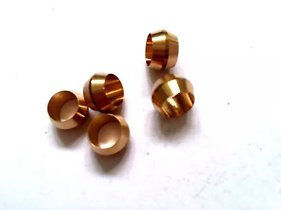 Ф1/4  ID Brass Olive Barrel Compression Sleeve Ferrule Ring NPT Soft Copper 5pcs • $3.95