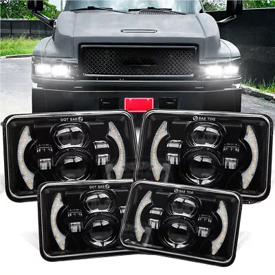 4PCS Fit GMC C4500 C5500 Topkick 2003-2009 DOT 4x6  LED Headlights Hi/Lo Beam H4 • $99.99