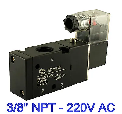 $35.99 • Buy 3/8 Inch Pneumatic 3 Way Electric Directional Control Air Solenoid Valve 220V AC
