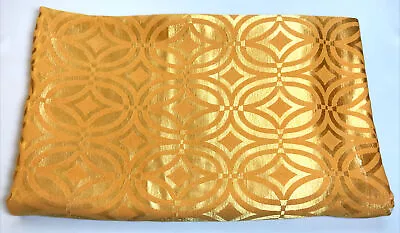£13.99 • Buy Vintage 70’s Gold/Orange Geometric Curtain Panel Brocade Fabric 47”x 77”.