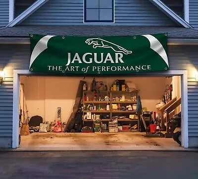 Jaguar 2x8ft Banner Flag Racing Car Show Garage Man Cave Wall Decor Sign • $30.66