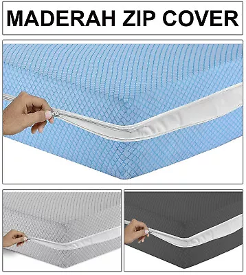 Diamond Zipped Mattress Cover Protector Anti Bed Bug Total Encasement All Sizes • £10.99