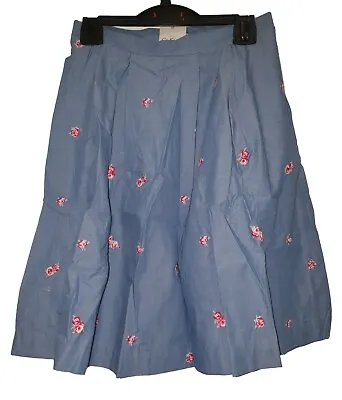 Cath Kidston Embroidered Rose Full Skirt NEW Tagged 8 10 12 14 16 18 Blue • £24.99