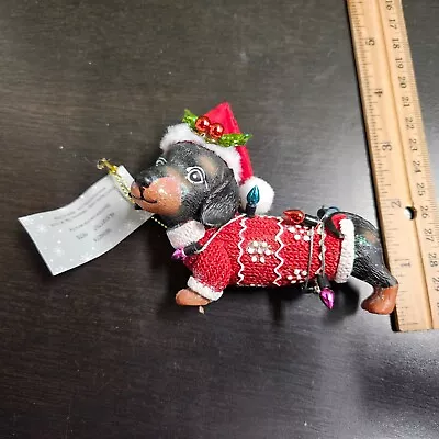 DACHSHUND Dog Tree Ornament In Christmas Sweater Holiday Lights Santa Hat - NEW • $7.97