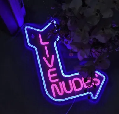 Neon Sign Live Nudes Dimmer Wall Decor Art Blue Pink Man Cave Bar Funny LED New! • $49.99