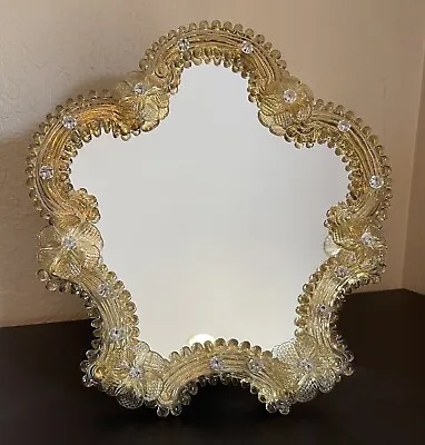 Murano Venetian Glass Table Mirror  Handcrafted In Italy • $350