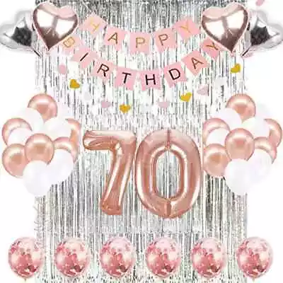 Rose Gold 70th Birthday Decorations 70th Party Decorations 70th Balloons • £13.99