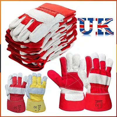 Heavy Duty Split Leather Gardening Gloves Ladies Men's Thorn Proof Garden Work • £2.89