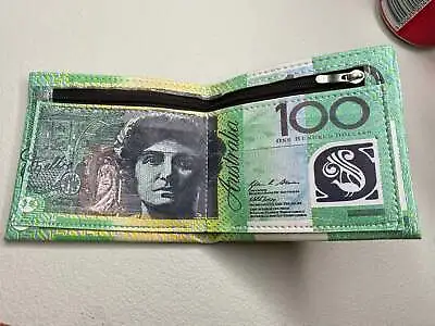 $8.95 • Buy Wallet $100 Money Australian Note Pattern Synthetic Suede Photo ID Card Holder 