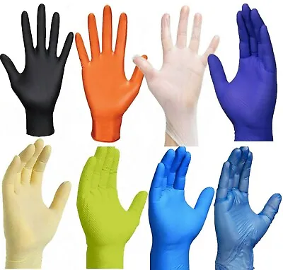 Nitrile- Vinyl-latex Gloves Powder Free Black-blue-orange-clear 50-1000 S M L Xl • $14.95