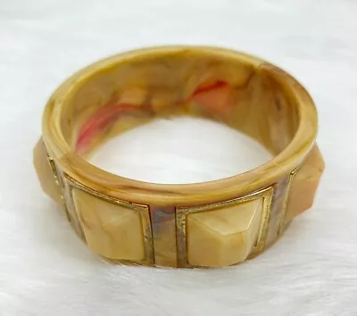 Vintage Yellow Mustard Plastic Bangle Bracelet • $27