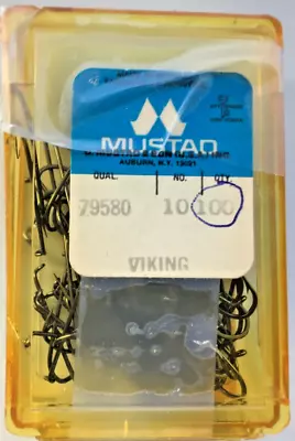 100 Pcs. Mustad 79580 Size 10 Viking Bend 4XL Fly Tying Hooks Materials Supplies • $7.50