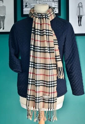 £1.20 • Buy BURBERRY Camel Nova Check Wool Scarf 70  Long