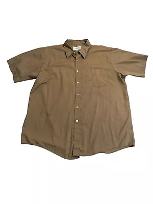 Haband Mens Brown Short Sleeve Button Down Shirt Size 17 • $16