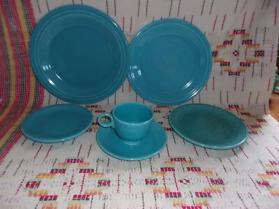 6 PIECE VINTAGE  TURQUOISE    FIESTA PLACE SETTING-FIESTAWARE     -          D9 • $50