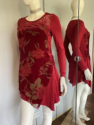 Joe Browns Long Sleeve Cup Red Lace Tie Up Skater Vintage Dress Size 10 #2 • $18.55