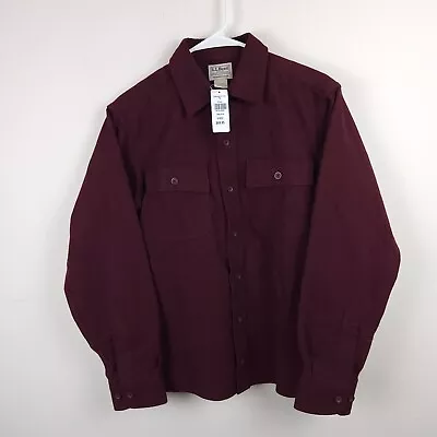 LL Bean Shirt Mens Smal Maroon Deep Wine Chamois Traditional Button Up Flannel • $24.99