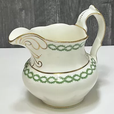 Antique Minton Green Laurel Wreath Pitcher H551 Davis Collamore Porcelain 5.5  • $26.60