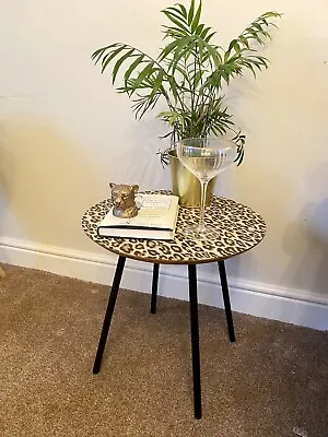 Retro Mid Century Style Side Coffee Table Finished In Leopard Print • £50