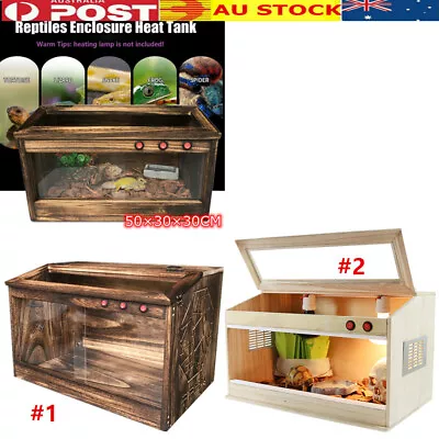 Wooden Reptiles Enclosure Tank Cage Heating Frog Snake Turtle Breeding Box AU • $104.99