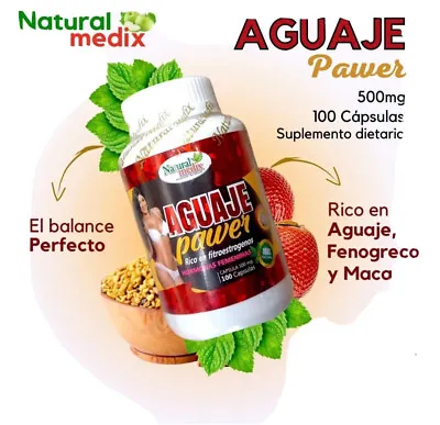 Aguaje POWER 100 Capsulas 100% Natural Hormonas Femeninas/ Caderas/Bustospierna • $29.99