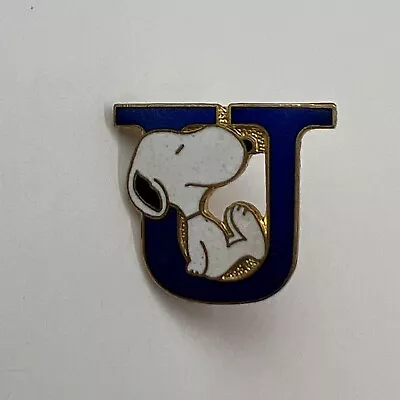 Vintage Peanuts Snoopy Pin By Aviva Letter Alphabet Initial  U  Blue Metal 1970s • $9.95