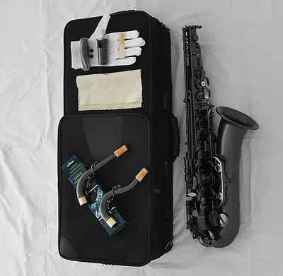 Pro.Satin Black Nickel C Melody Saxophone Sax High F# + Straight & Curved Neck • $835