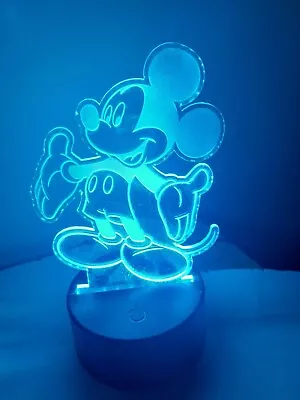 Edge Lit Tabletop Sign Multi-Colored LED Mickey Mouse Art Night Light • $18.99