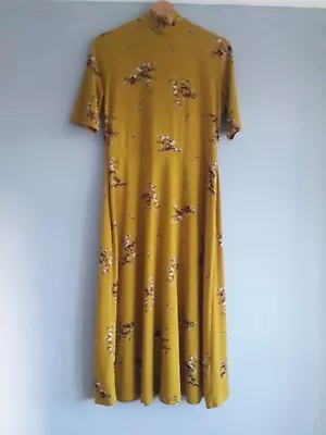 Warehouse Size 14 Yellow Dress Floral Mustard Smart Wedding • £10