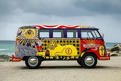 Volkswagen Woodstock VW Psychedelic Bus Color 8 X10  Photo Poster • $9.99