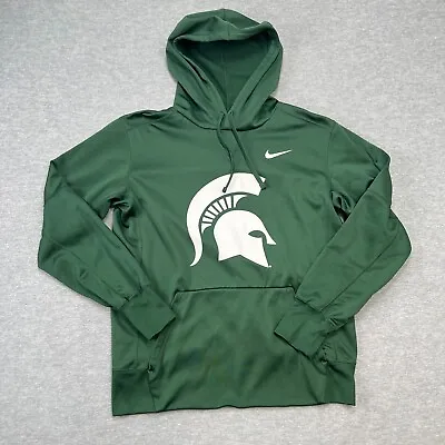 Michigan State Spartans Hoodie Mens Medium Nike Therma Fit Green Sweatshirt MSU • $19.74