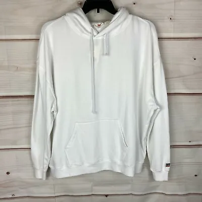 Levis Sweatshirt Womens 1X Plus White Long Sleeve Hooded Pullover Solid Fleece • $10.49