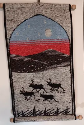 Finland Wall Tapestry Art Reindeer Elk Koskisen Kutomo WillaAwA Handmade Snow • $34.98