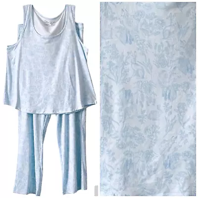 Eddie Bauer Sleepwear Womens Rabbit Print Pajama Set Size XL Sleeveless • $21.69