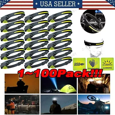 Waterproof COB Headlamp Night Buddy LED Sensor 230° Head Torch Headlight Lamp • $327.69